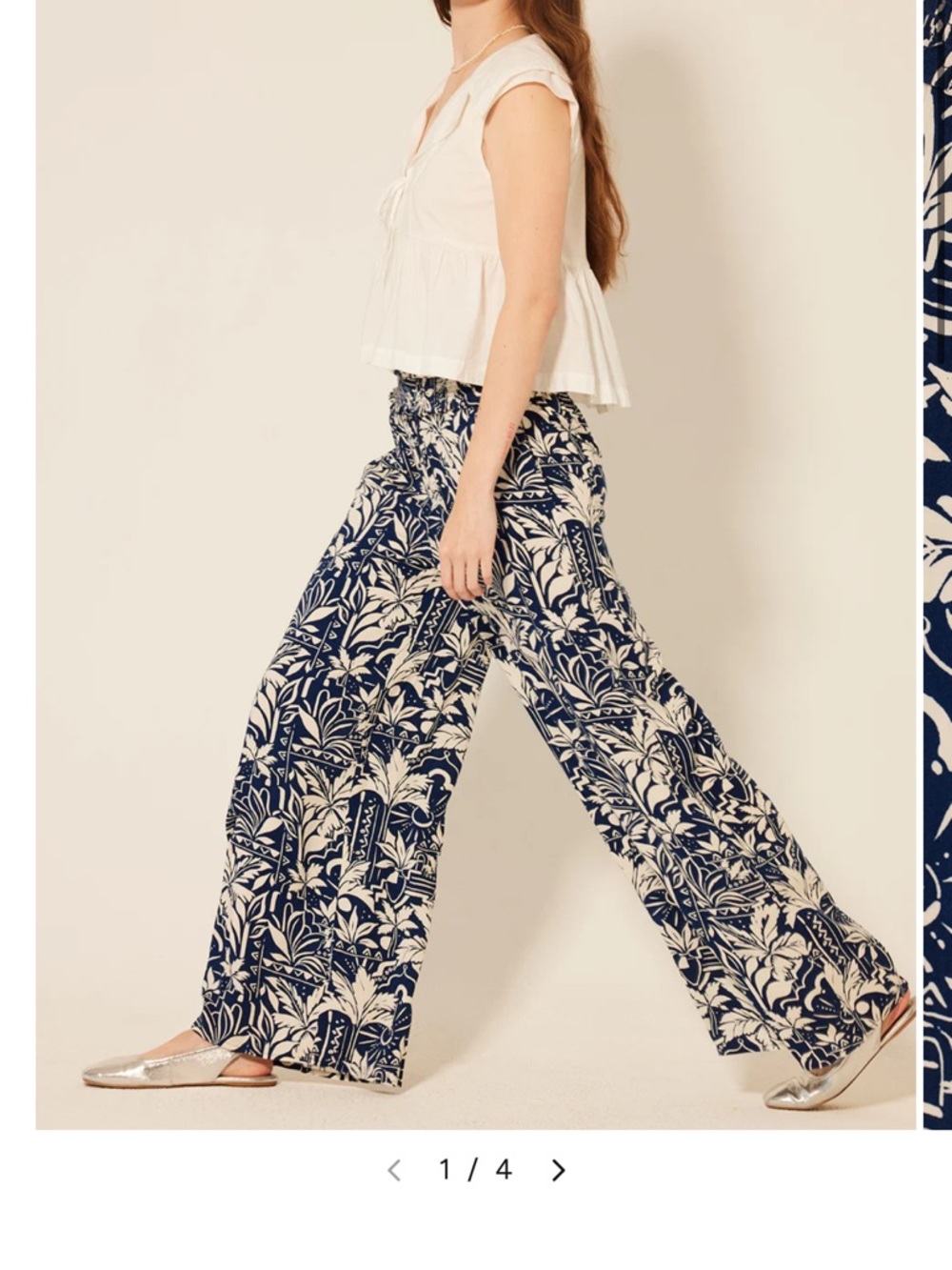 Patrons of Peace Navy & Cream Botanical Wide Leg Pants